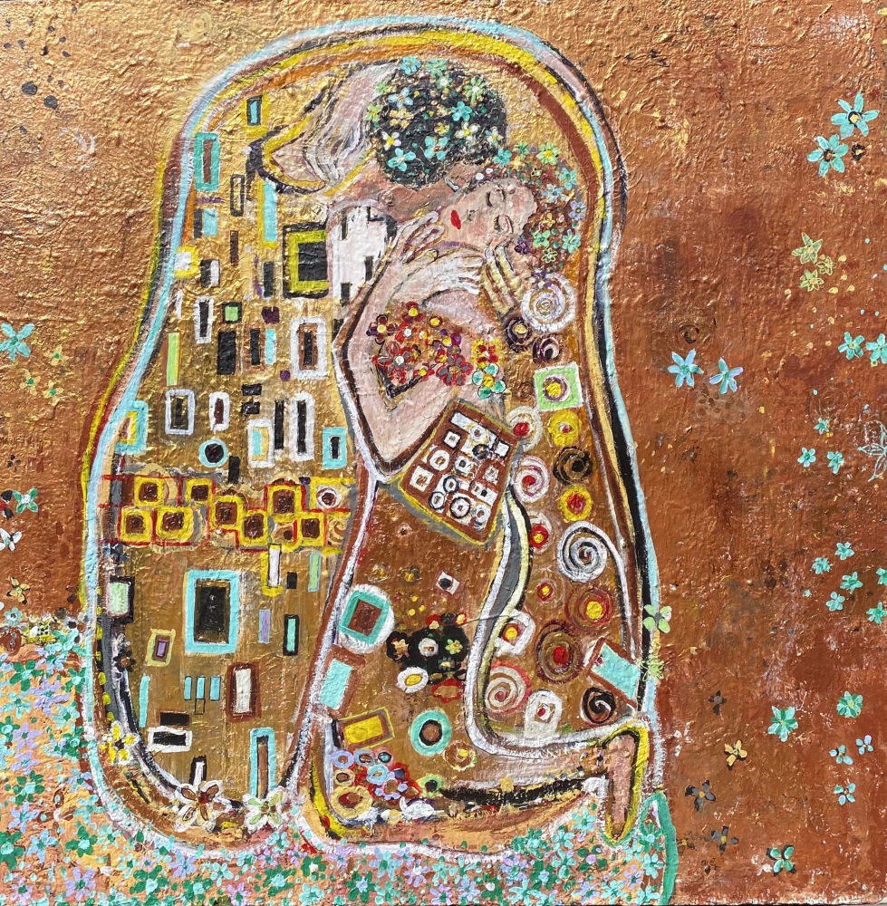 Maleri “Et glimt af Gustav Klimt” 150x150 cm