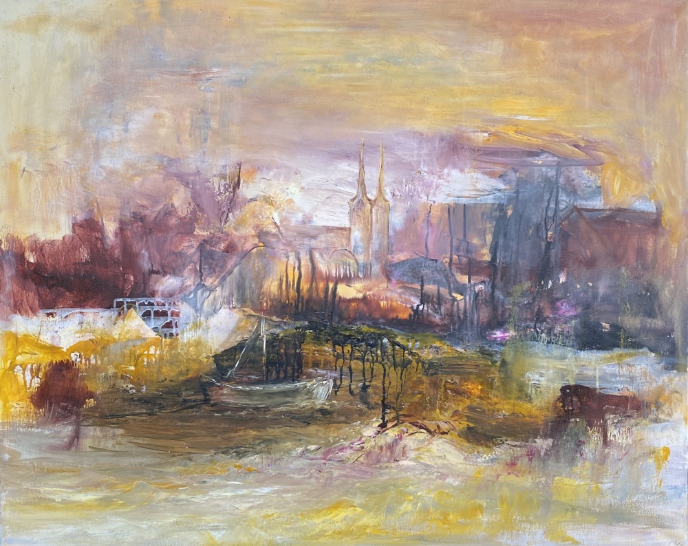 Brunt  maleri “Roskilde” 100x80 cm