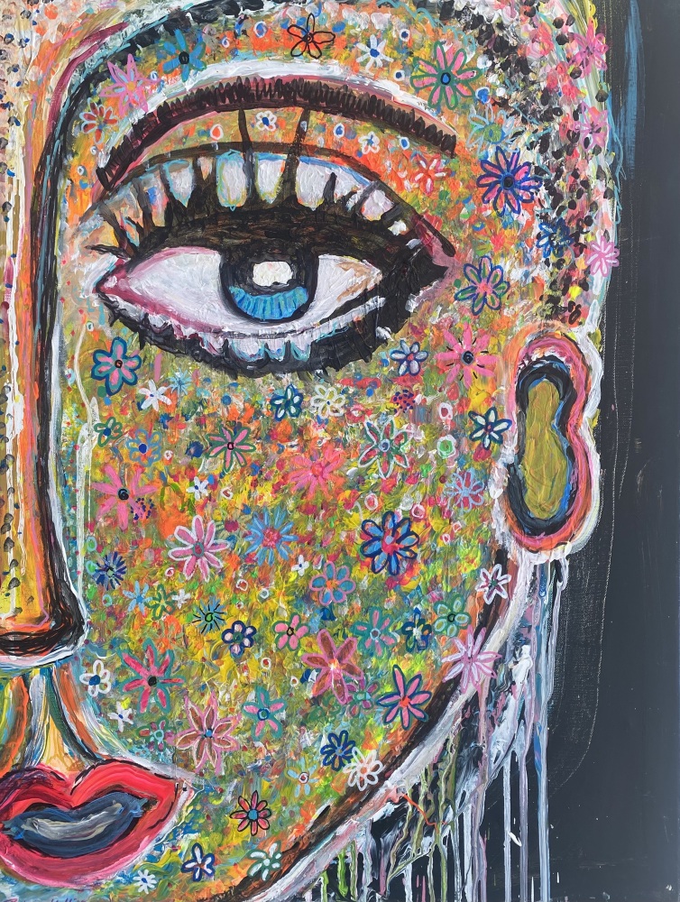 Blomster maleri “Blomster Buddha” ” 60x80 cm