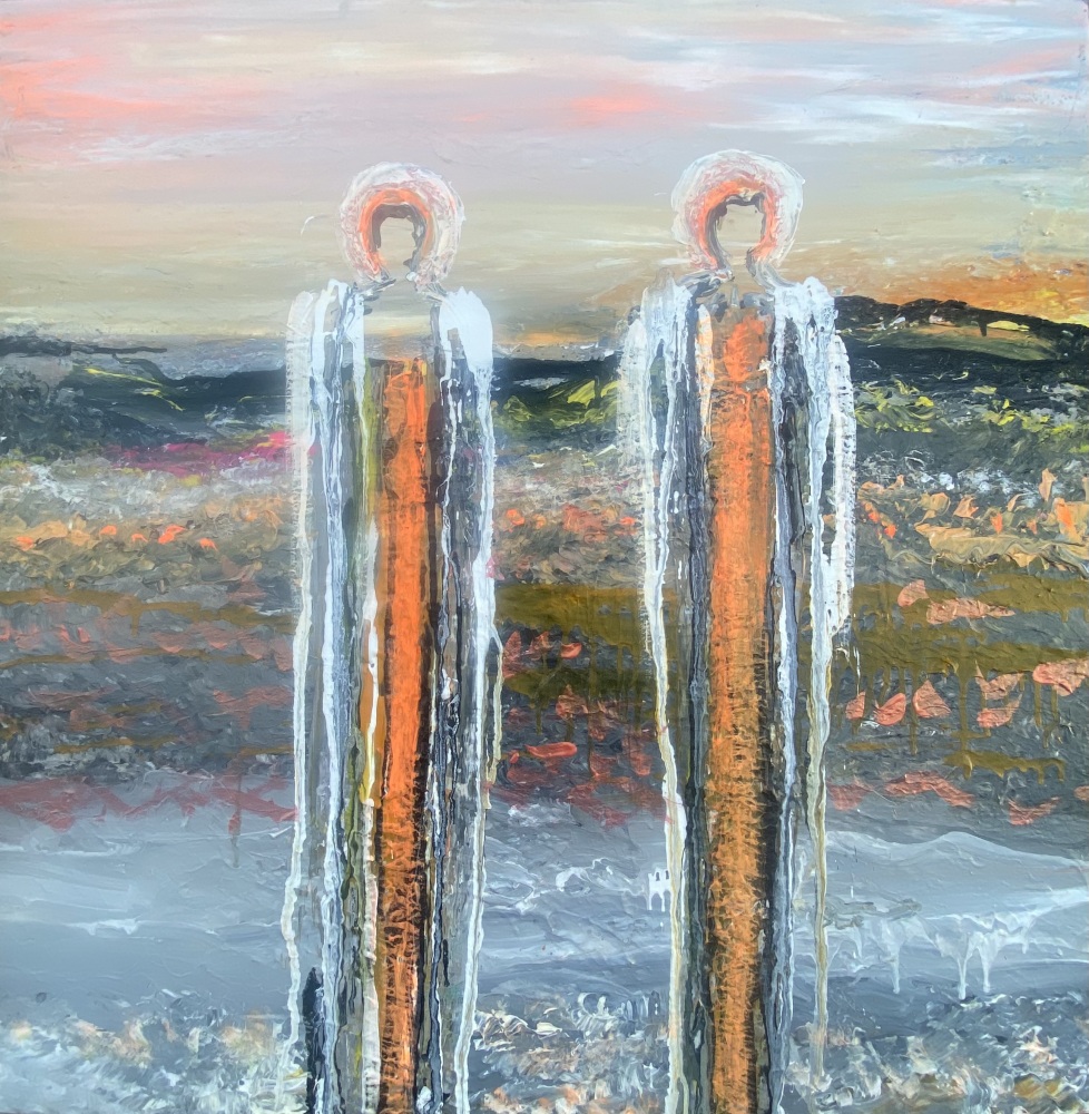 Brunt maleri “Connection” 80x80 cm