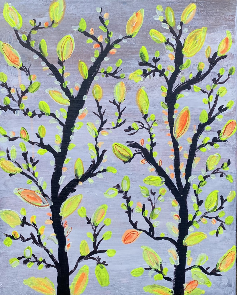 Blomster maleri “Blomster på spring” 40x50 cm