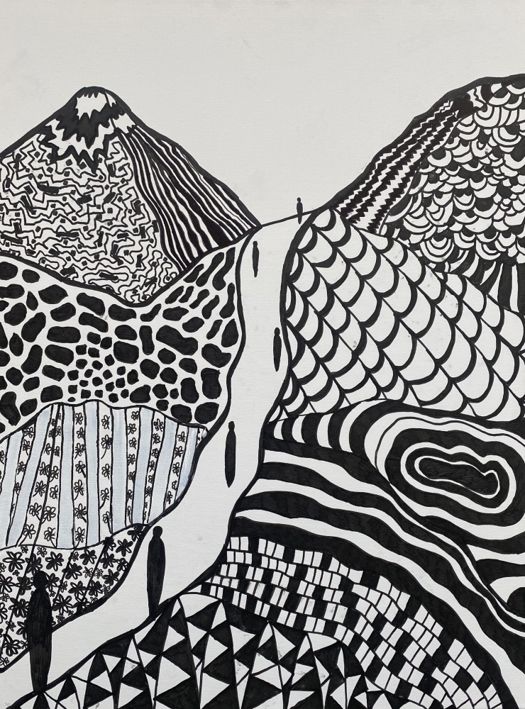 A. Black and white “ Langs stien ” 60x80 cm