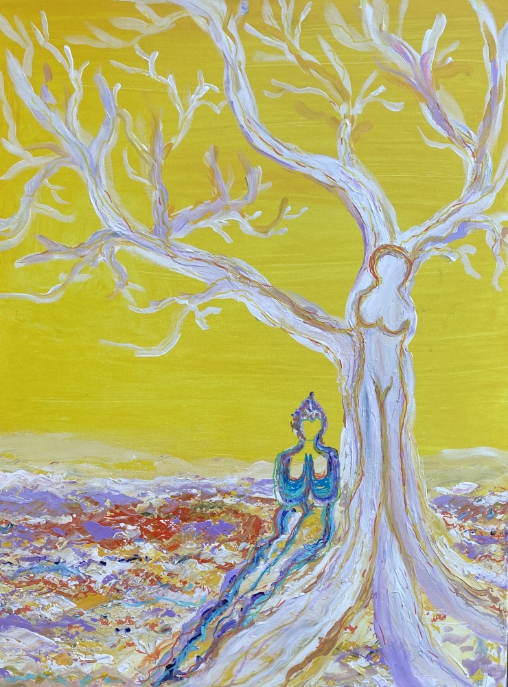 Træ Maleri “A pray by The Tree” 60x80 cm
