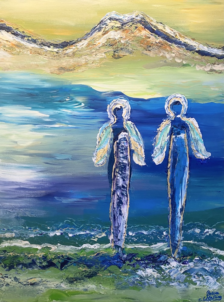 Blåt maleri”Blue water” 60x80 cm