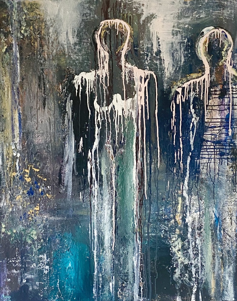 Blåt maleri  “You and me together” str. 120x150 cm.