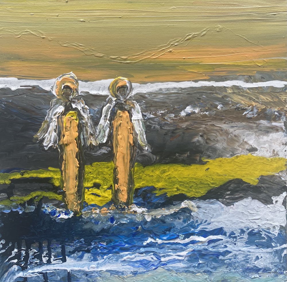Blåt maleri”Den bllå hav” 40x40 cm