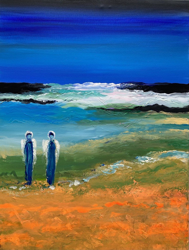 Blåt maleri “Blue heaven” 80x60 cm