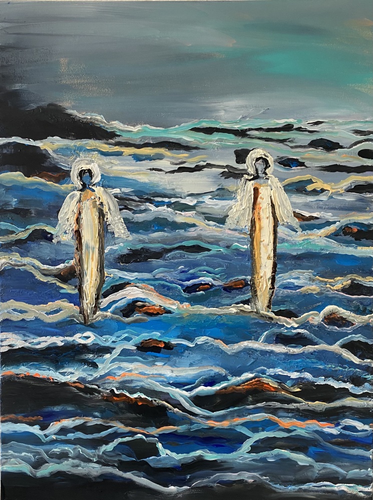 Blåt maleri “Ocean waves” 80x60 cm