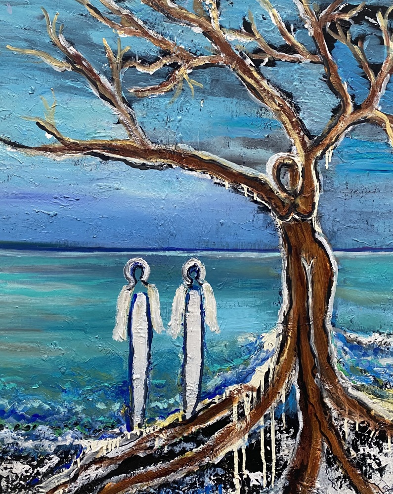 Blåt maleri “Ro i tankerne” 80x100 cm