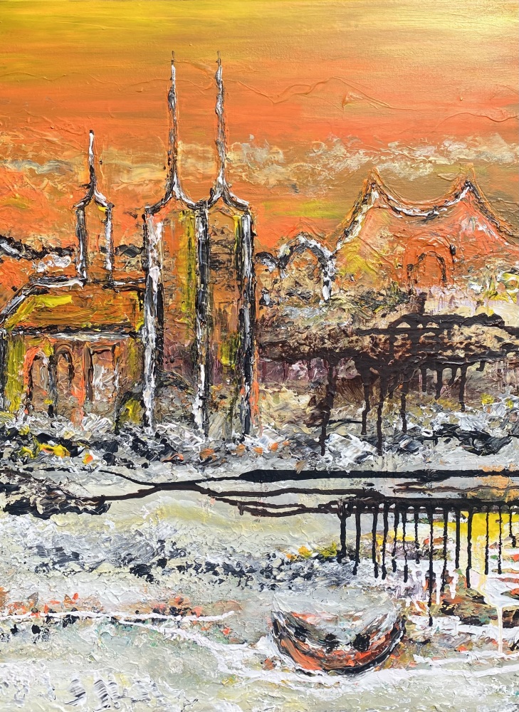 Orange Maleri “Roskilde” 60x80 cm
