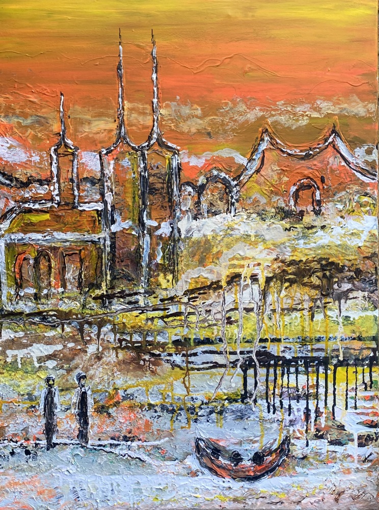Orange Maleri “Roskilde” 60x80 cm