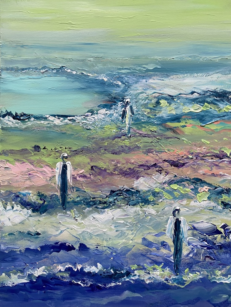 0. Blåt maleri “Vand og natur” 60x80 cm