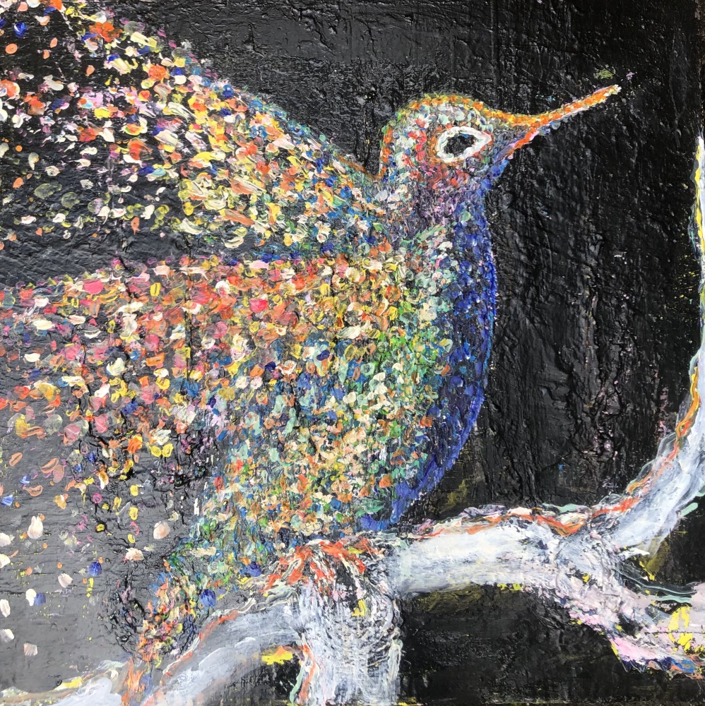 Maleri “My little Hummingbird” 80x80 cm