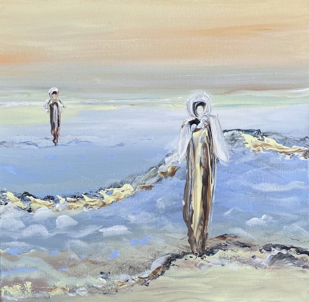 Blåt maleri   “Kærlighedens vand” 40x40 cm