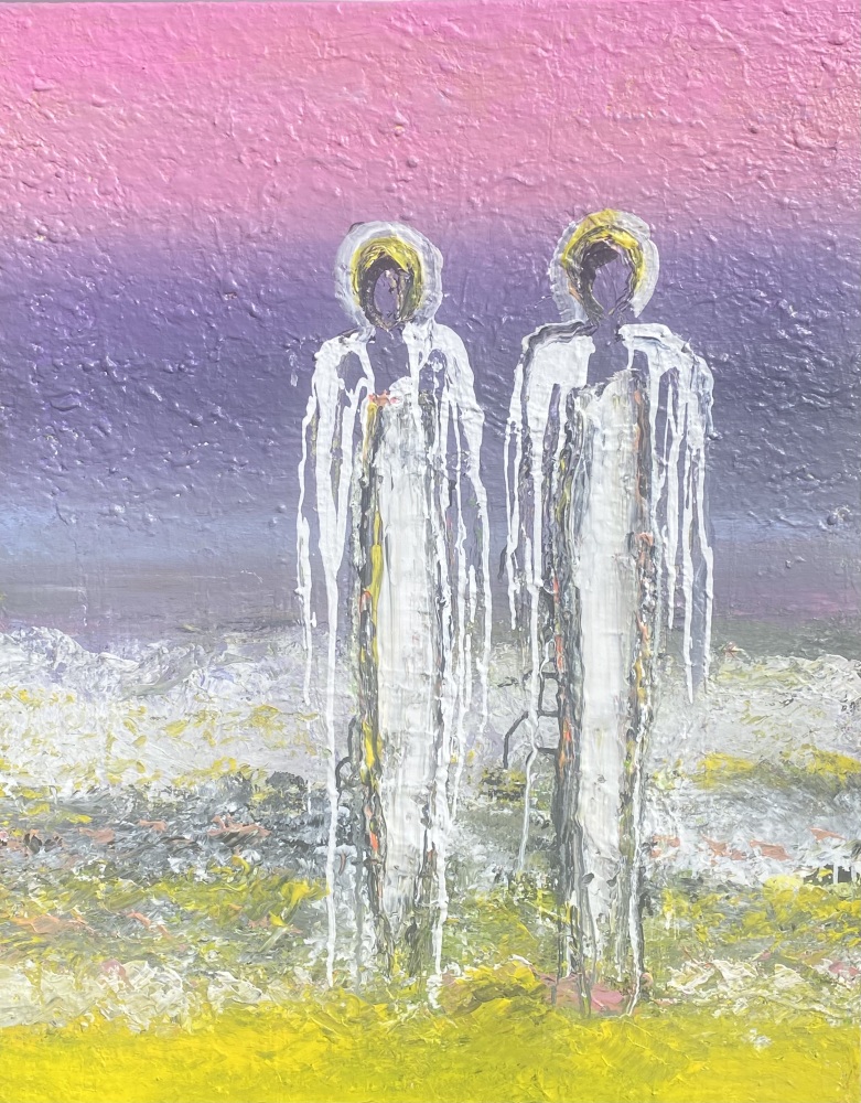 Pink og lilla maleri “Spirit” 80x100 cm